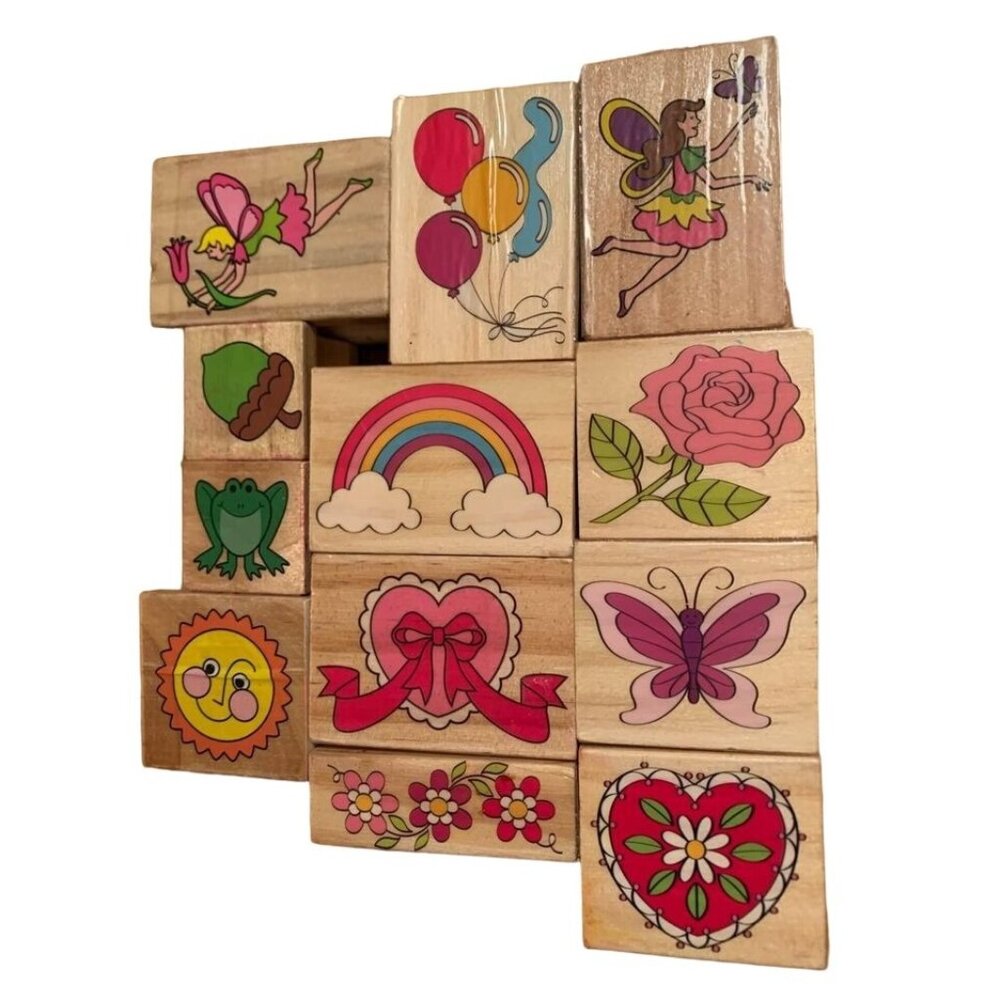 Melissa & Doug Fairy Princess Rubber Stamp Set Wooden Blocks